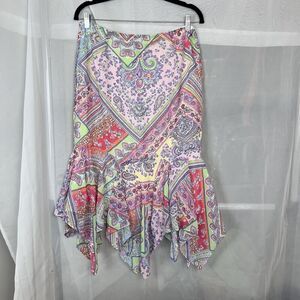Vintage American Living paisley boho handkercheif hem midi skirt sz MD cottage